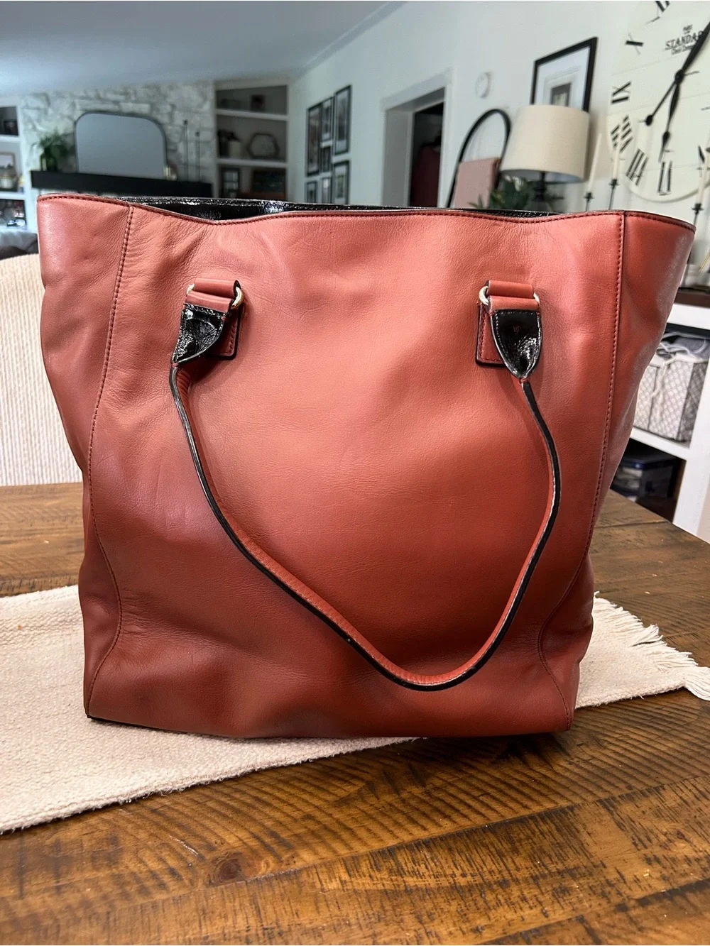 Kate Spade Leather Tote Bag in Rust